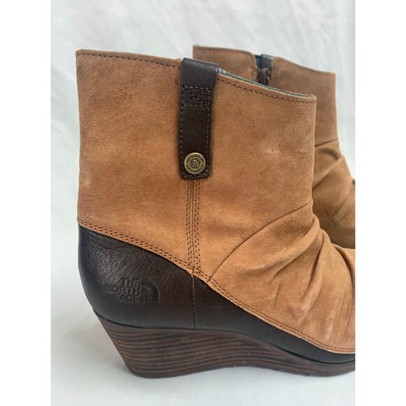 The North Face Maisie Waterproof Wedge Ankle Boots Women 9 Brown Suede & Leather - Picture 5 of 8